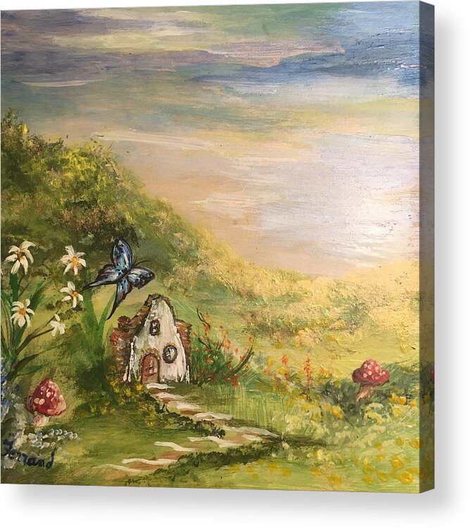 Fairy Acrylic Print featuring the painting Gnome Home by Karen Ferrand Carroll