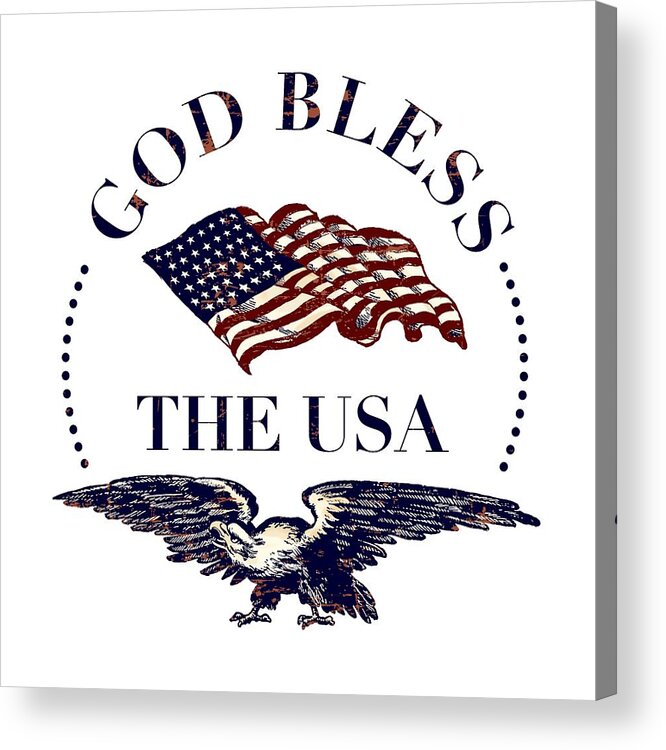 American Acrylic Print featuring the digital art God Bless the USA by Antique Images