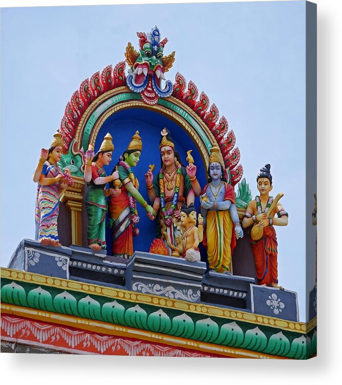 Richard Reeve Acrylic Print featuring the photograph Gods above XII - Kapaleeshwarar Temple, Mylapore by Richard Reeve