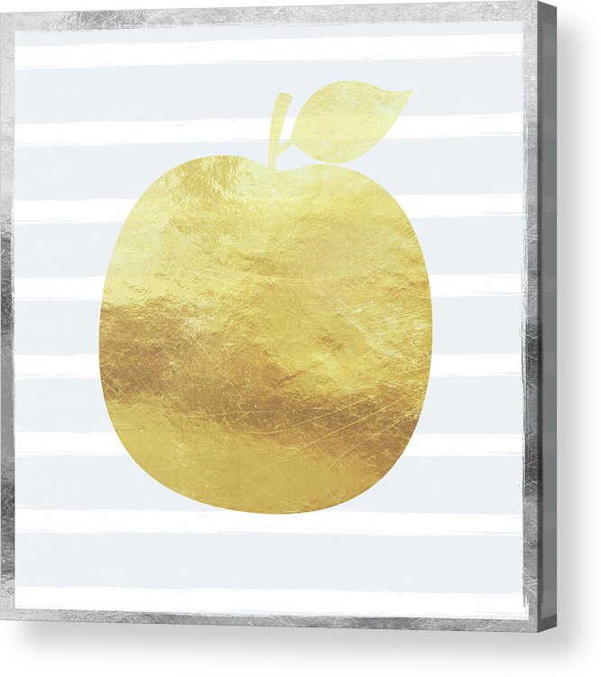 Apple Acrylic Print featuring the digital art Gold Apple- Art by Linda Woods by Linda Woods