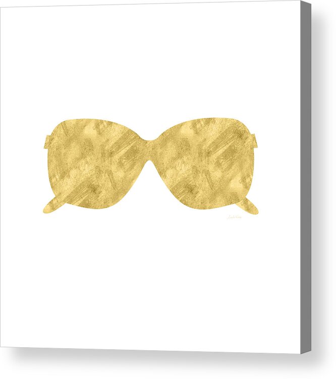 Sunglasses Acrylic Print featuring the mixed media Gold Shades- Art by Linda Woods by Linda Woods