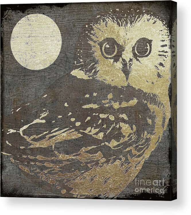 Owl Acrylic Print featuring the painting Golden Owl by Mindy Sommers