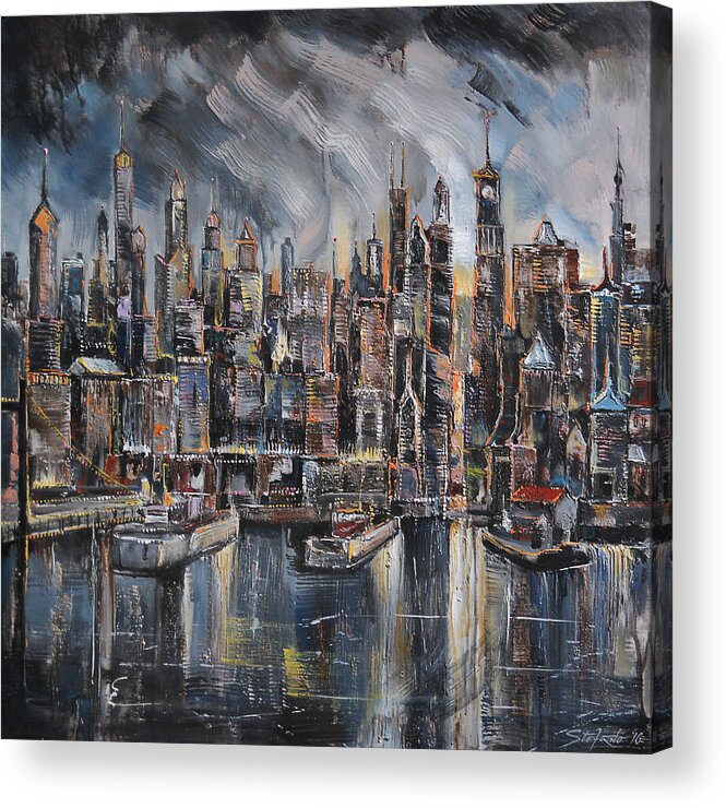 Gotham City Acrylic Print By Stefano Popovski
