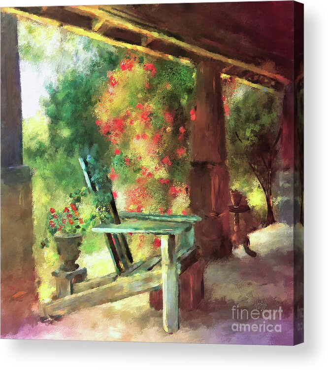Porch Acrylic Print featuring the digital art Gramma's Front Porch by Lois Bryan