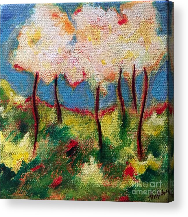 Landscape Acrylic Print featuring the painting Green Glade by Elizabeth Fontaine-Barr
