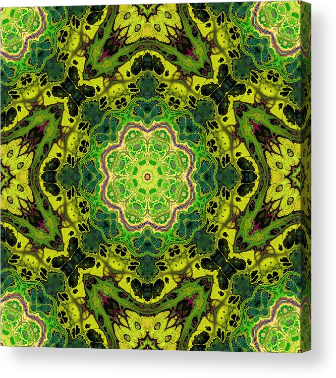 Tile Art Acrylic Print featuring the digital art Green Haven- tile series by Grace Iradian