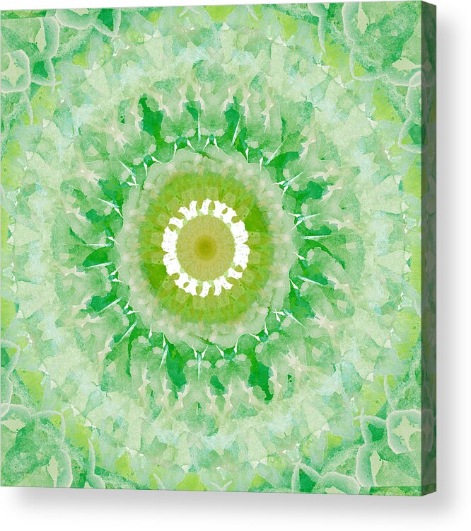 Green Acrylic Print featuring the painting Green Mandala- Abstract Art by Linda Woods by Linda Woods