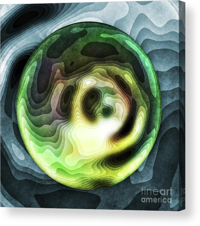 Earth Acrylic Print featuring the digital art Green Planet In A Blue Sky by Phil Perkins