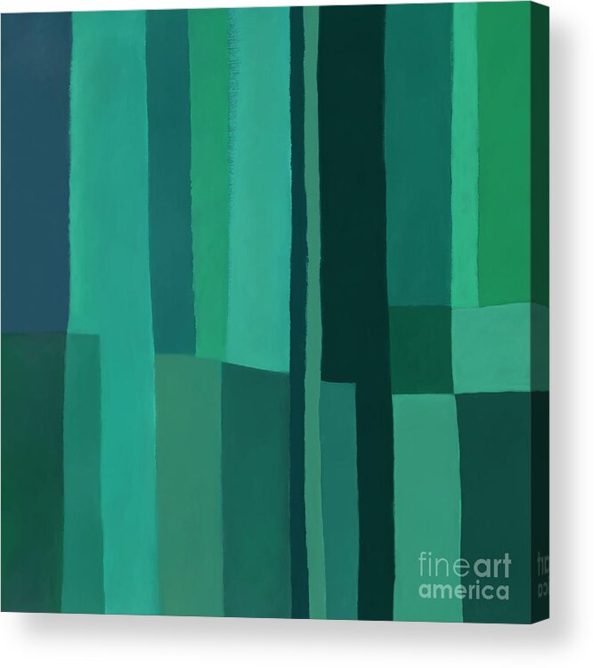 Green Stripes Acrylic Print featuring the digital art Green stripes 1 by Elena Nosyreva