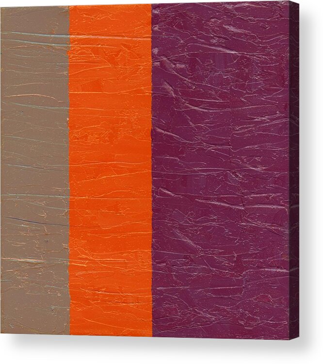 Stripes Acrylic Print featuring the painting Grey Orange Purple by Michelle Calkins