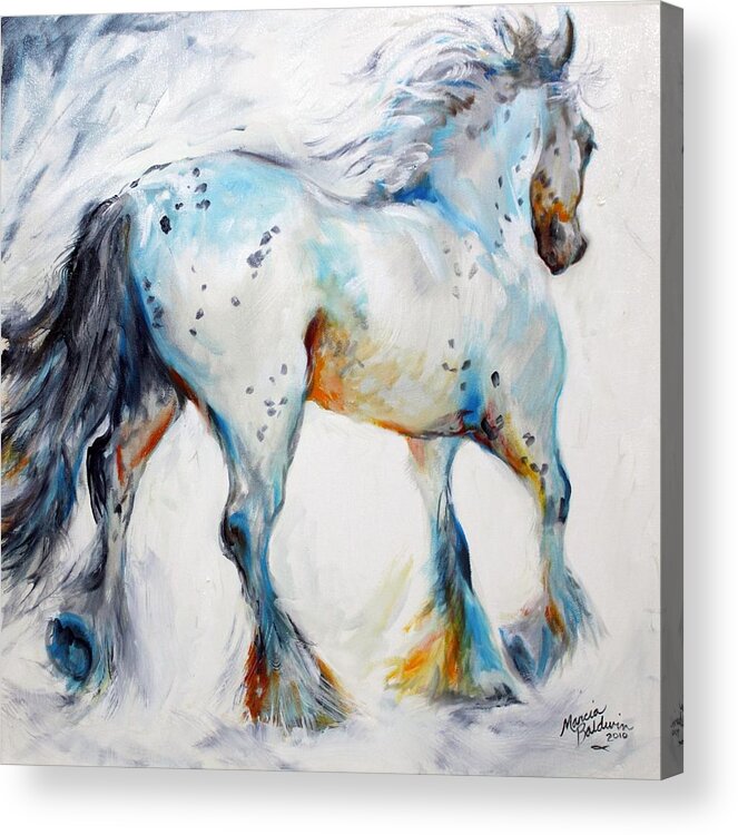 Oil Acrylic Print featuring the painting Gypsy Vanner Motion Paint Sketch by Marcia Baldwin