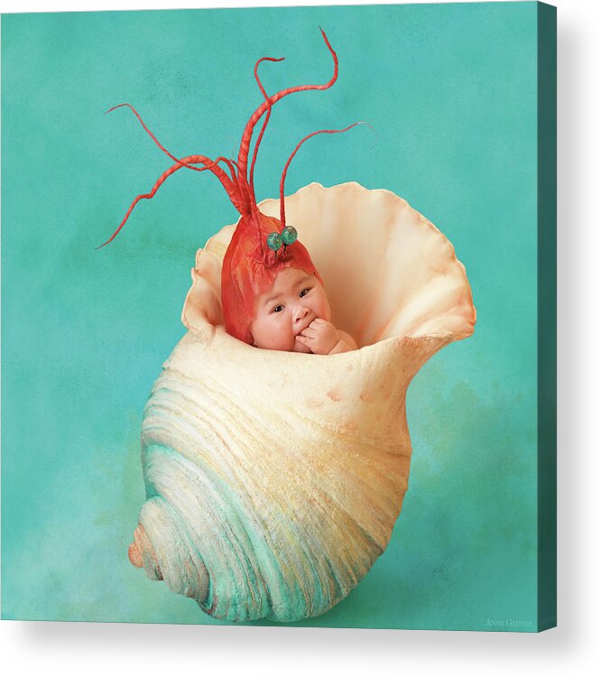Under The Sea Acrylic Print featuring the photograph Halle as a Baby Shrimp by Anne Geddes