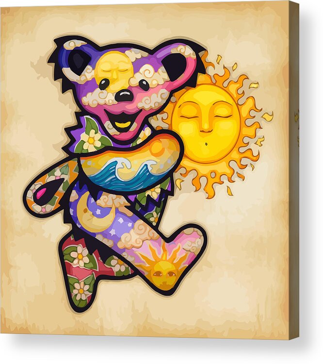 Grateful Dead Acrylic Print featuring the digital art Happy Bear and Sun by The Bear