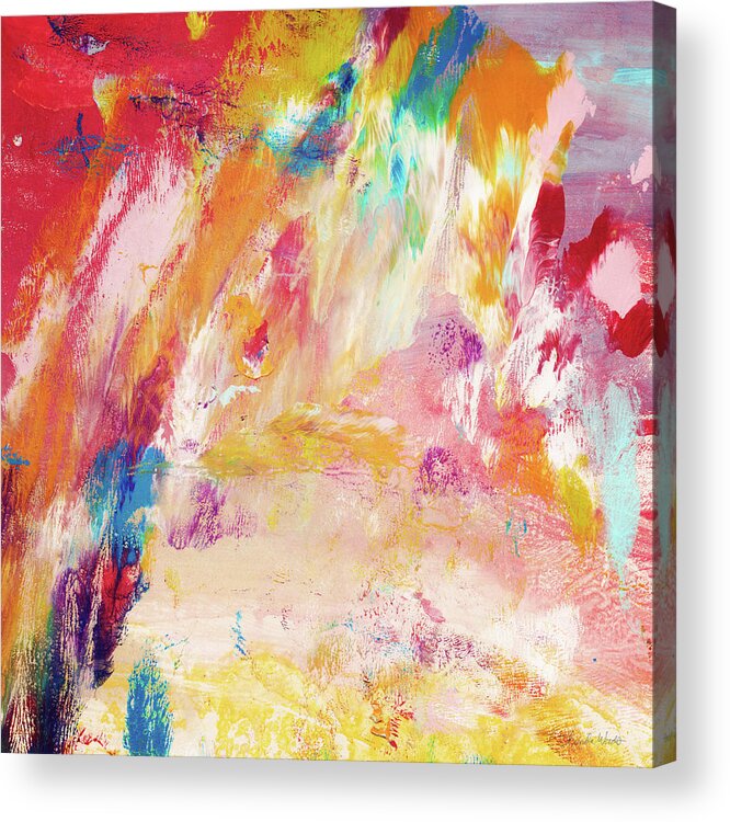 Abstract Painting Acrylic Print featuring the painting Happy Day- Abstract Art by Linda Woods by Linda Woods