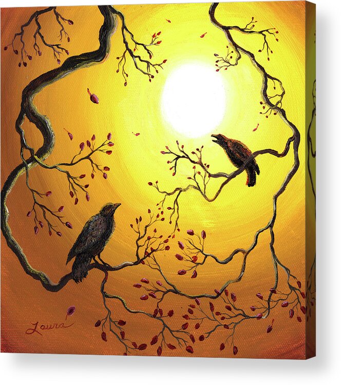 Painting Acrylic Print featuring the painting Harvest Crows by Laura Iverson