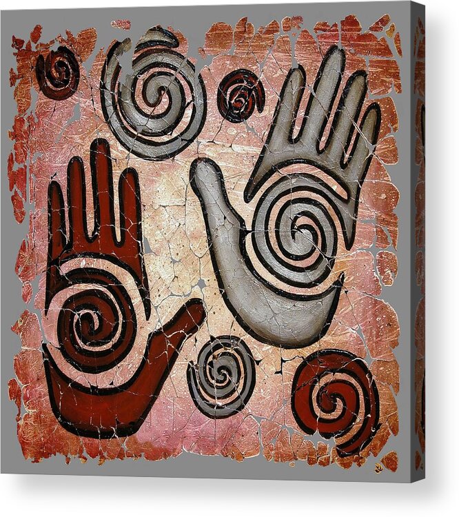 Healing Hands Acrylic Print featuring the painting Healing Hands Broken Fresco The Beginning of a Journey by OLena Art