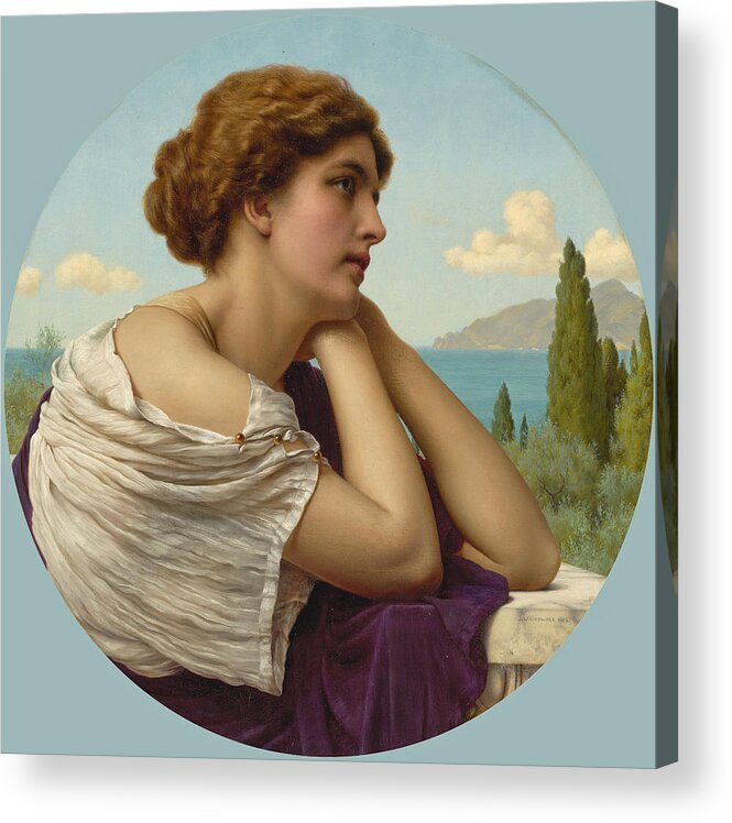 John William Godward Acrylic Print featuring the painting Heart on her Lips and Soul within her Eyes by John William Godward
