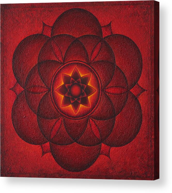 Mandala Acrylic Print featuring the painting Heartlight by Erik Grind