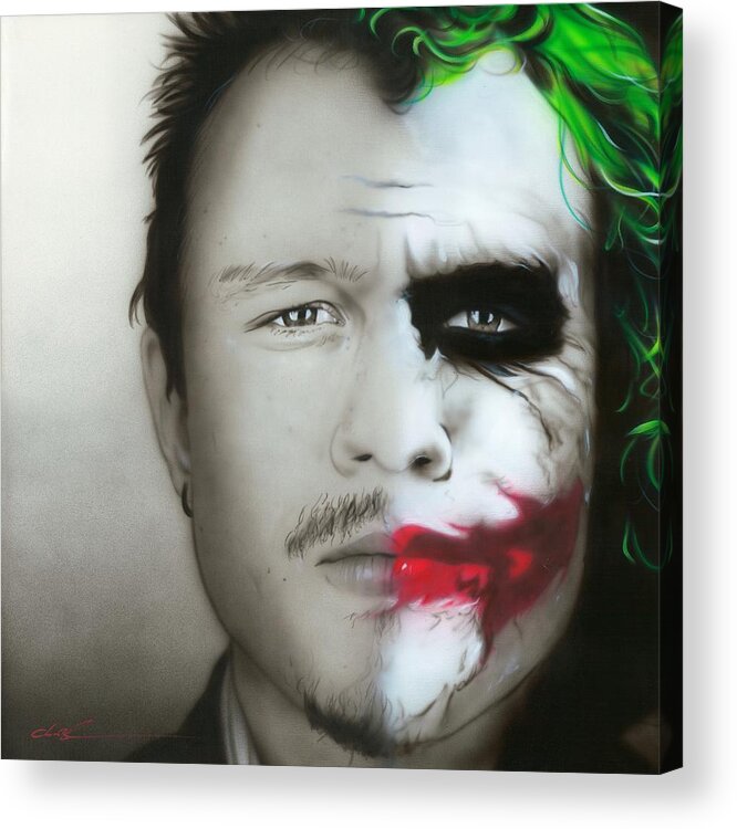 Heath Acrylic Print featuring the painting Heath Ledger / Joker by Christian Chapman Art