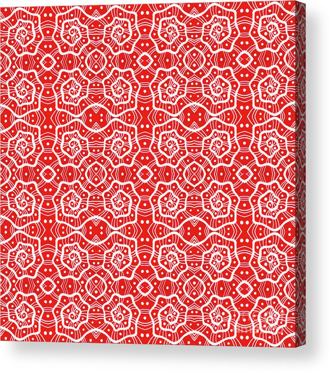 Red Acrylic Print featuring the mixed media Helices in Red and White by Julia Khoroshikh