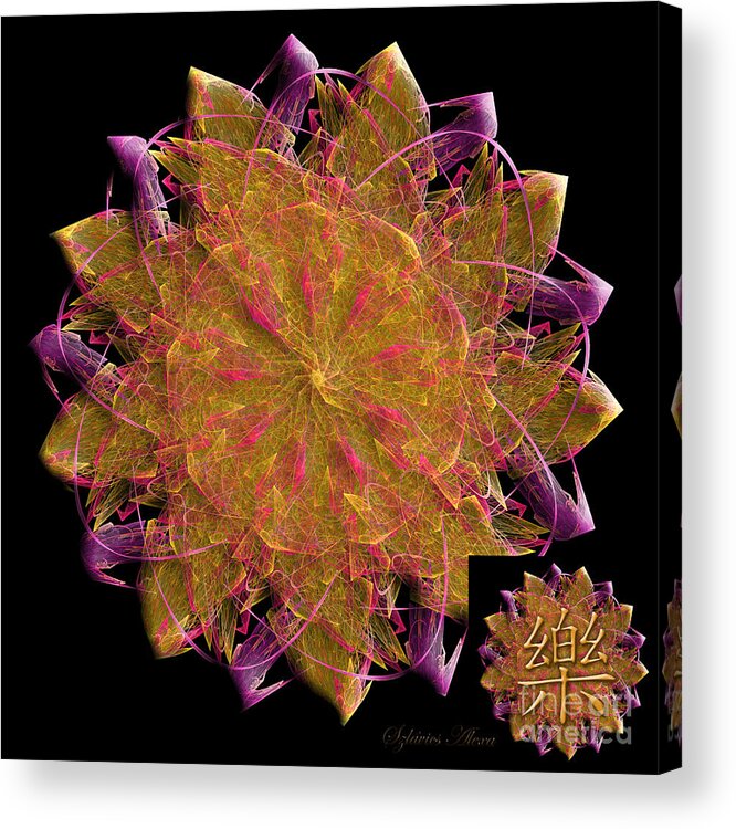 Mandala Acrylic Print featuring the digital art Happiness Fractal Energy Mandala by Alexa Szlavics