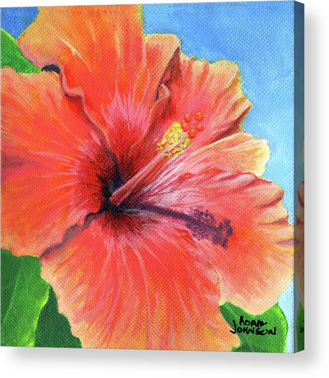 Hibiscus Acrylic Print featuring the painting Hibiscus Passion by Adam Johnson