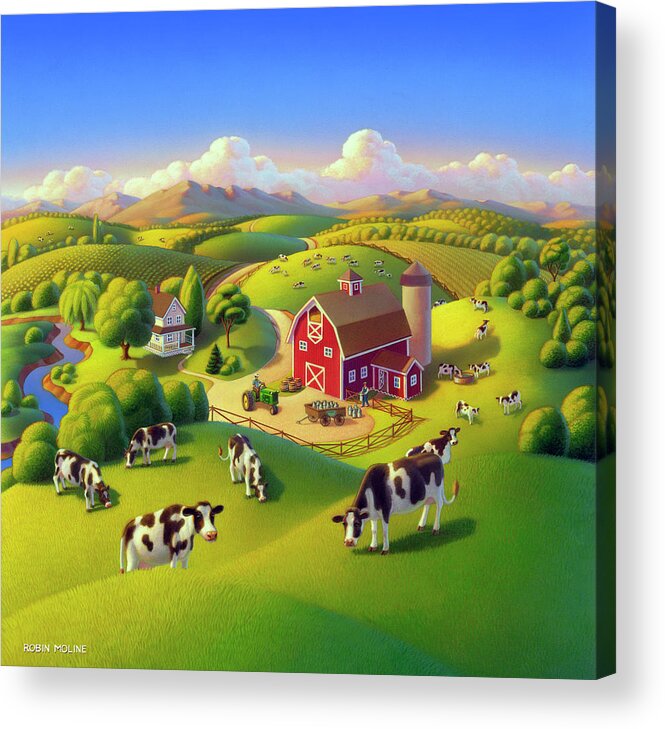 Farm Acrylic Print featuring the painting High Meadow Farm by Robin Moline