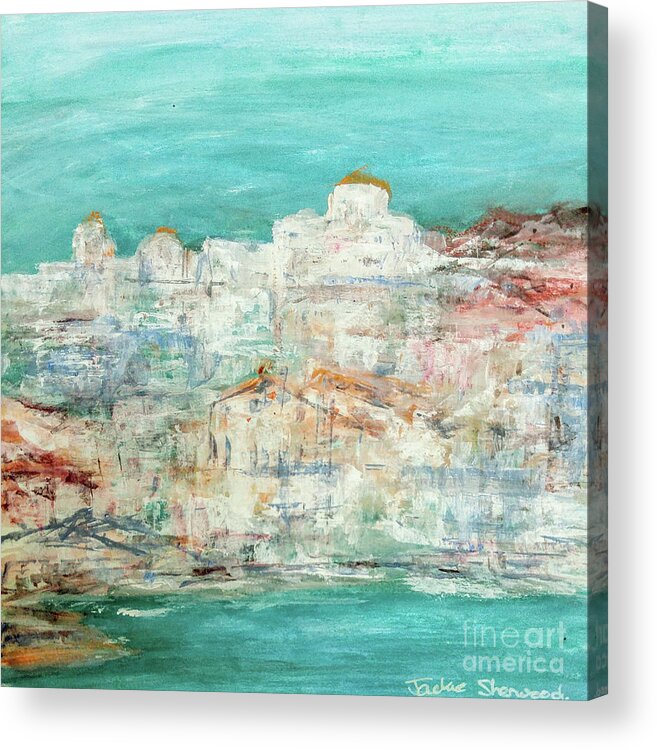 Painting Acrylic Print featuring the painting Highlights on Skiathos by Jackie Sherwood