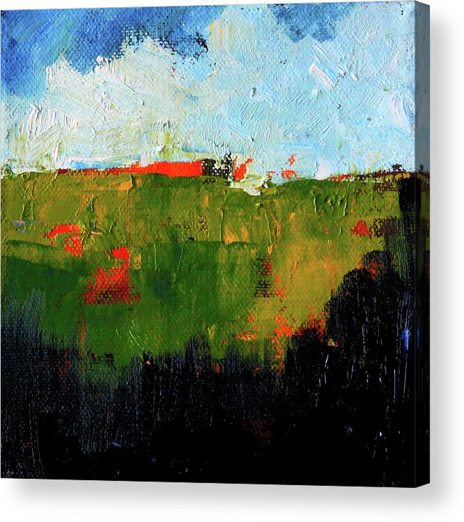Large Abstract Landscape Painting Acrylic Print featuring the painting Hilltop Abstract Landscape by Nancy Merkle