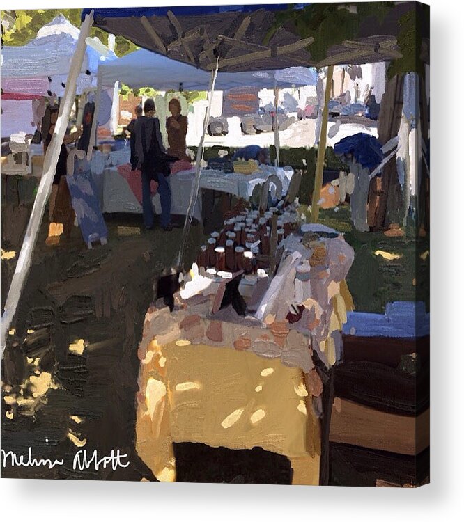  Acrylic Print featuring the painting Honey Tent at Farmer's Market by Melissa Abbott