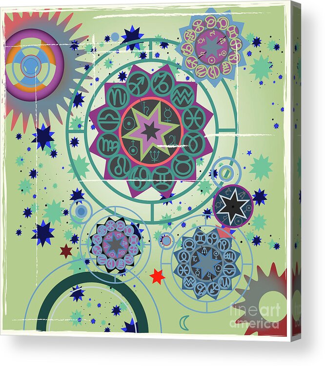 Stars Acrylic Print featuring the drawing Horoscope University by Ariadna De Raadt