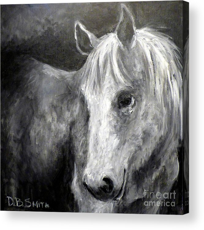Horse Portrait Acrylic Print featuring the painting Horse With the Mona Lisa Smile by Deborah Smith