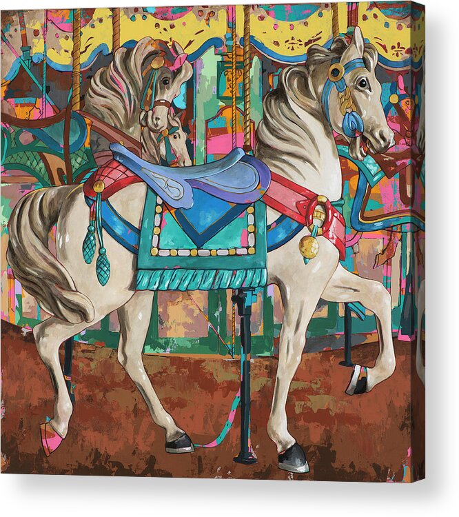 Carousel Acrylic Print featuring the painting Horses #9 by David Palmer