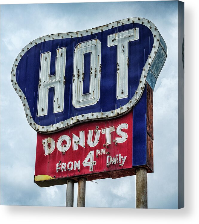 Donuts Acrylic Print featuring the photograph Hot Donuts Daily - 1 by Stephen Stookey