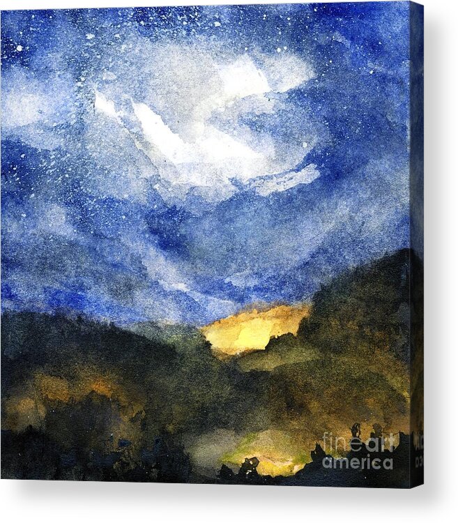 Mountains Acrylic Print featuring the painting Hot Spots in Our Mountains Tonight by Randy Sprout