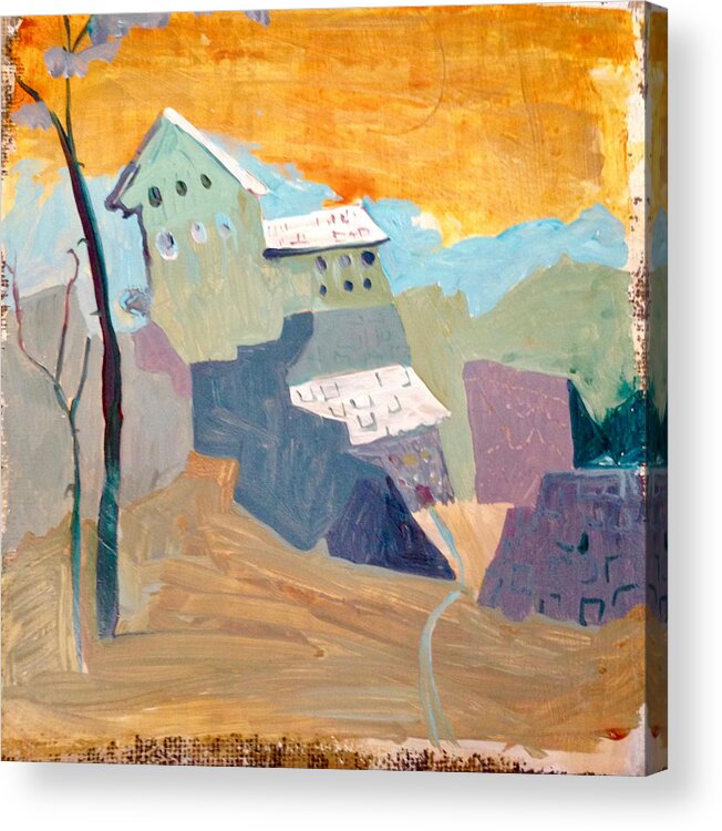 House Acrylic Print featuring the painting House on a Hill by Carole Johnson