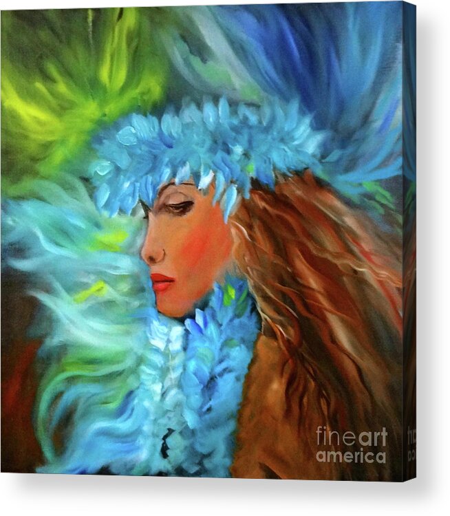 Abstract Portrait Acrylic Print featuring the painting Abstract Hawaiian Aloha One by Jenny Lee