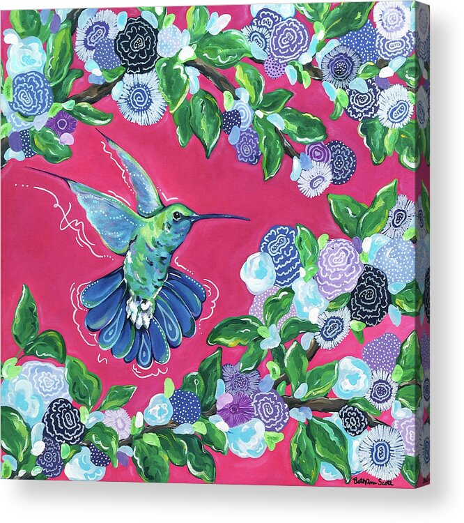 Hummingbird Acrylic Print featuring the painting Hummingbird by Beth Ann Scott