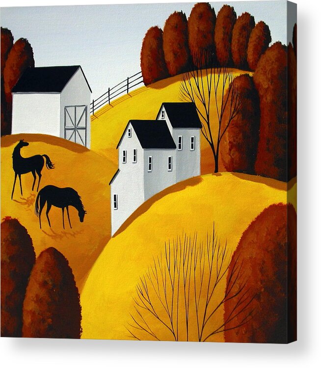 Country Quilts horse farm folk art signed Criswell giclee ACEO print of painting 