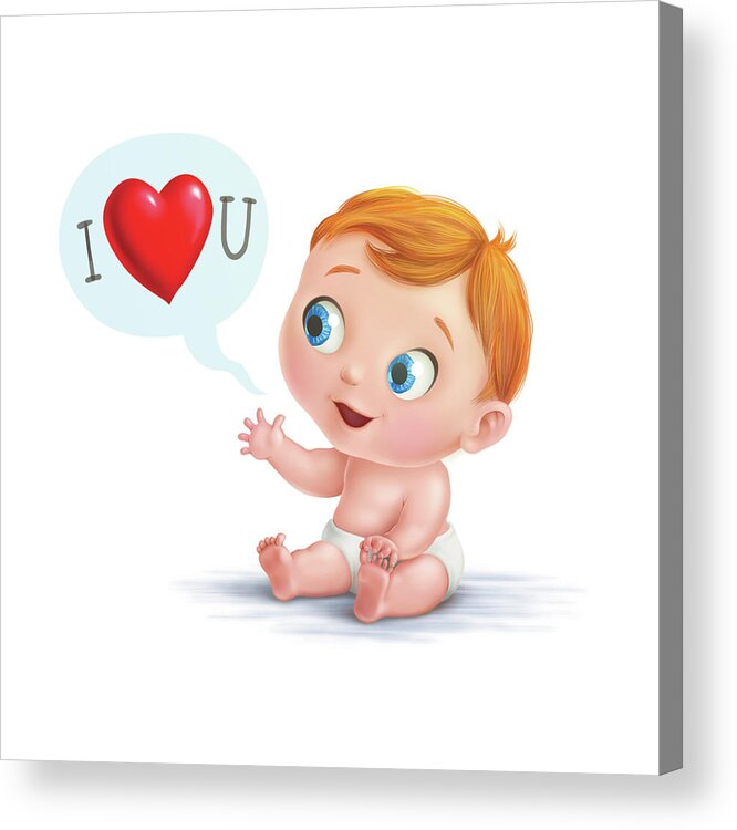 Hearts Acrylic Print featuring the digital art I Love You Baby by Simon Sturge