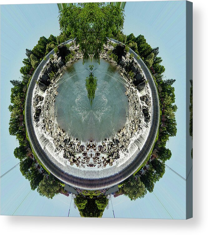 Blue Acrylic Print featuring the photograph Idaho Falls Mirrored Stereographic Projection by K Bradley Washburn