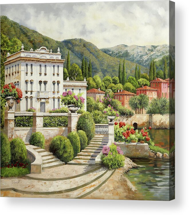 Palace Acrylic Print featuring the painting Il Palazzo Sul Lago by Guido Borelli