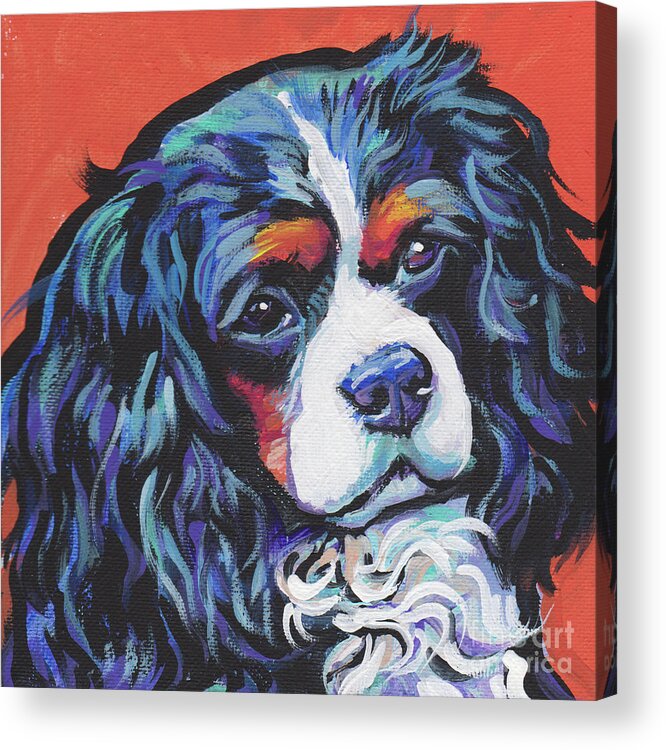 Cavalier King Charles Spaniel Acrylic Print featuring the painting I'm a King by Lea