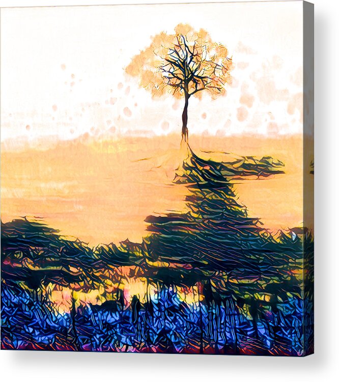 Tree Acrylic Print featuring the painting In The Distance by Vanessa Katz
