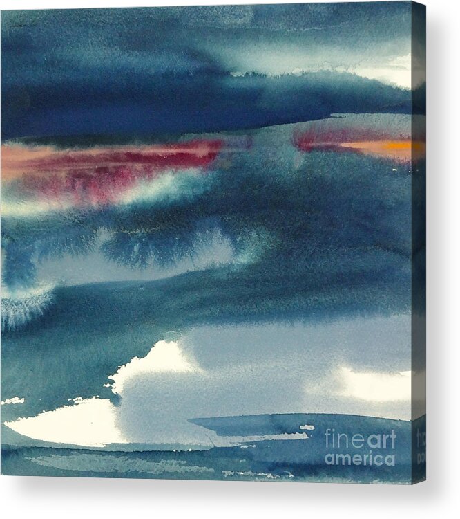 Original Watercolors Acrylic Print featuring the painting Indigo Sky 1 by Chris Paschke