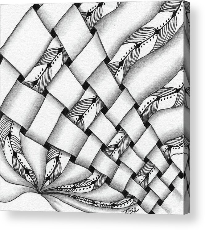 Zentangle Acrylic Print featuring the drawing Interwoven by Jan Steinle