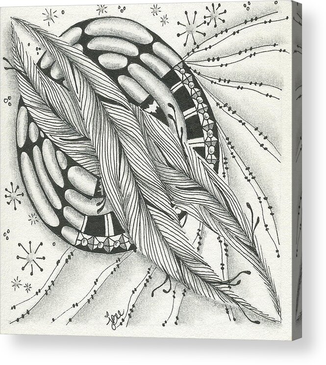 Zentangle Acrylic Print featuring the drawing Into Orbit by Jan Steinle