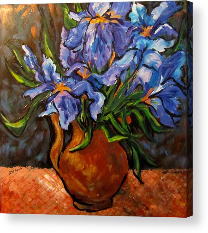 Irises Acrylic Print featuring the painting Irises by Barbara O'Toole