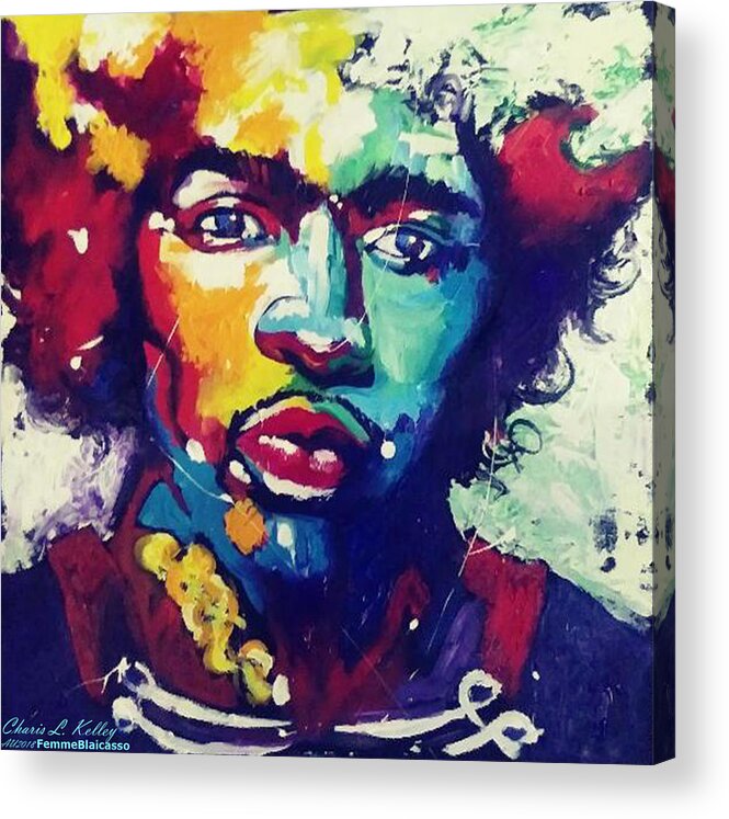 Jimi Acrylic Print featuring the painting J Haze by Femme Blaicasso