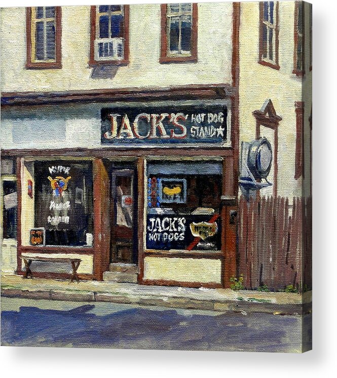 North Adams Landscape Acrylic Print featuring the painting Jack's Hot Dogs North Adams by Thor Wickstrom